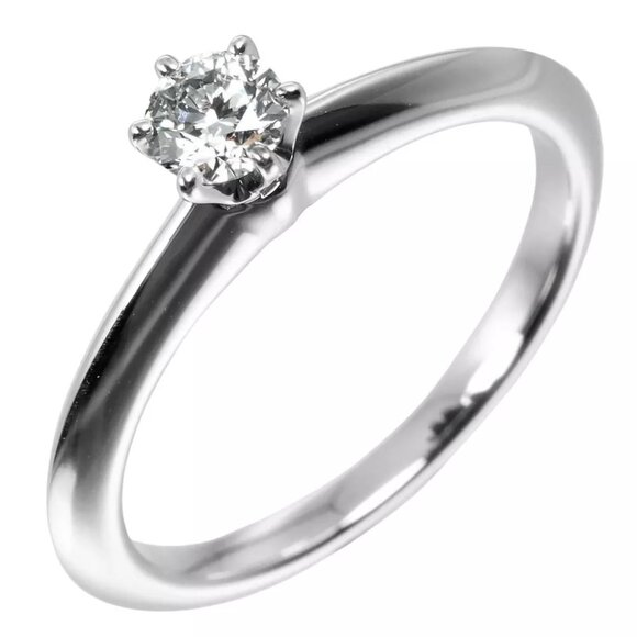 TIFFANY&Co. Solitaire Ring 0.21ct VS1/I/3EX Pt950Platinum/diamond #4.5(US ... - Picture 1 of 10